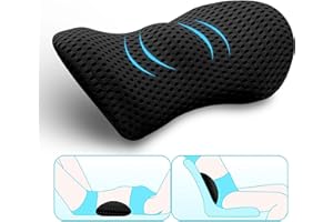 MIKIROY Lumbar Support Pillow for Office Chair and Car Seat, Memory Foam Lower Back Pillow, Neo Cushion for Low Back Pain Relief (Black, Mesh)