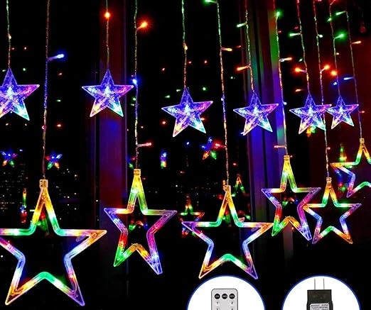 Dream Sight Home Diwali Light Curtain for Decoration/Decorative Lights for Home/Lights for Decoration/Decoration Items Valentine Gift (Star Light Multicolor)