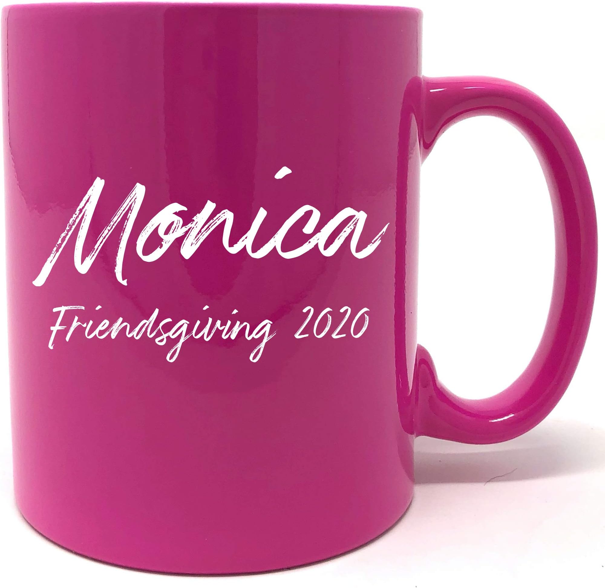 Personalized Engraved 11 ounce Coffee Mug (Pink w/White Text)