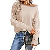 Saodimallsu Womens Off The Shoulder Sweater Oversized Long Sleeve Knit Sweaters 2025 Casual Color Block Trendy Jumper Tops