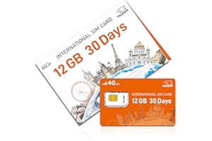 TALKSIM 30 Days 12GB International Travel Data SIM Card, 4G LTE Coverage in 45 Countries (USA, UK, Europe, Asia, Africa), Prepaid Data Only Travel SIM for Unlocked Phones, Tablets, WiFi Hotspots,No Contract