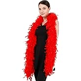 Ws&Wt 2 Yards 100 Grams Turkey Chandelle Feather Boa for Adult Women Costume Accessory Dress up Party Favors