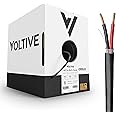 Voltive 14/2 Speaker Wire - 14 AWG/Gauge 2 Conductor - UL Listed in Wall (CL2/CL3) and Outdoor/In Ground (Direct Burial) Rated - Oxygen-Free Copper (OFC) - 500 Foot Bulk Cable Pull Box - Black