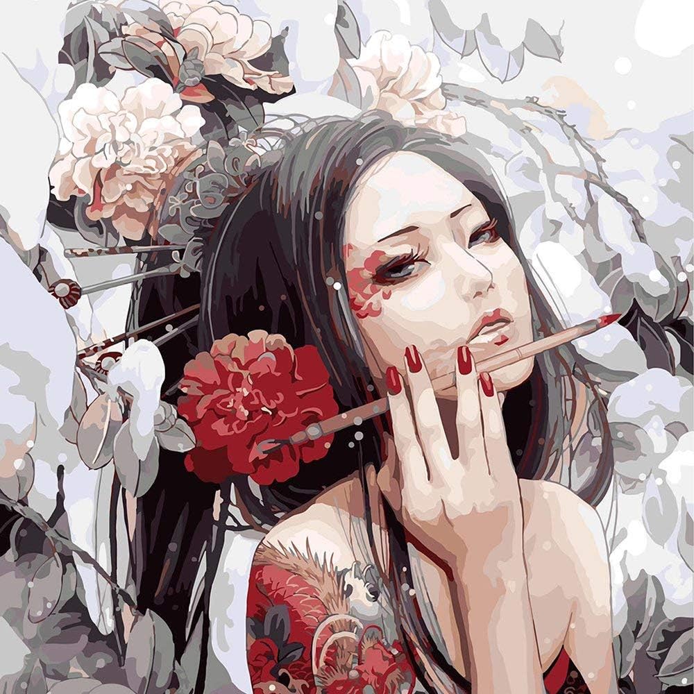 KZIK Paint by Number Kits 16 x 20 inch DIY Canvas Oil Painting for Adult with Brushes and Acrylic Pigment - Chinese Classical Beauty