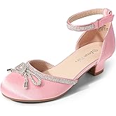 DREAM PAIRS Girls Dress Shoes Closed Toe Low Heels Ankle Strap Pumps for Toddler Little Big Kid Flower Party Wedding Princess