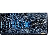Rongda Smart Home Genuine Leather Purse Wallet Crocodile Long Clutch Wallets Women Female Coin Purses Holders (Blue)