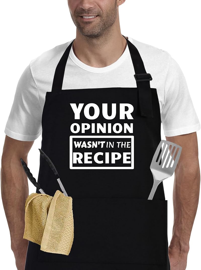 Funny Cooking Apron for Men & Women, Adjustable BBQ Gift