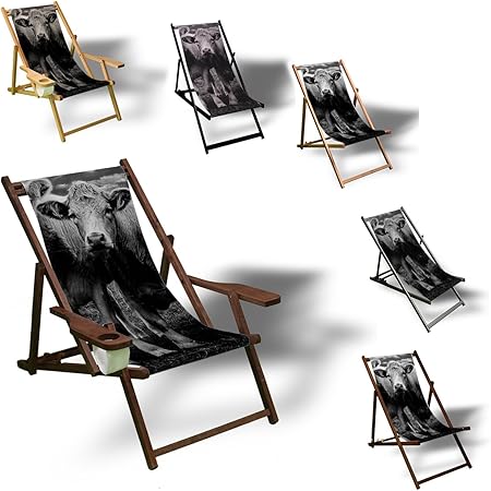 Amazon.de: Printalio - Kühe - Liegestuhl Bedruckt Balkon Garten