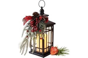 KAMPGO Christmas Lantern Christmas Decorative Lantern Snow Globe Christmas Decorations Indoor Outdoor Flashing Candle Lights, Dining Table Fireplace Decoration Hanging Candle Lanterns Holiday Decor