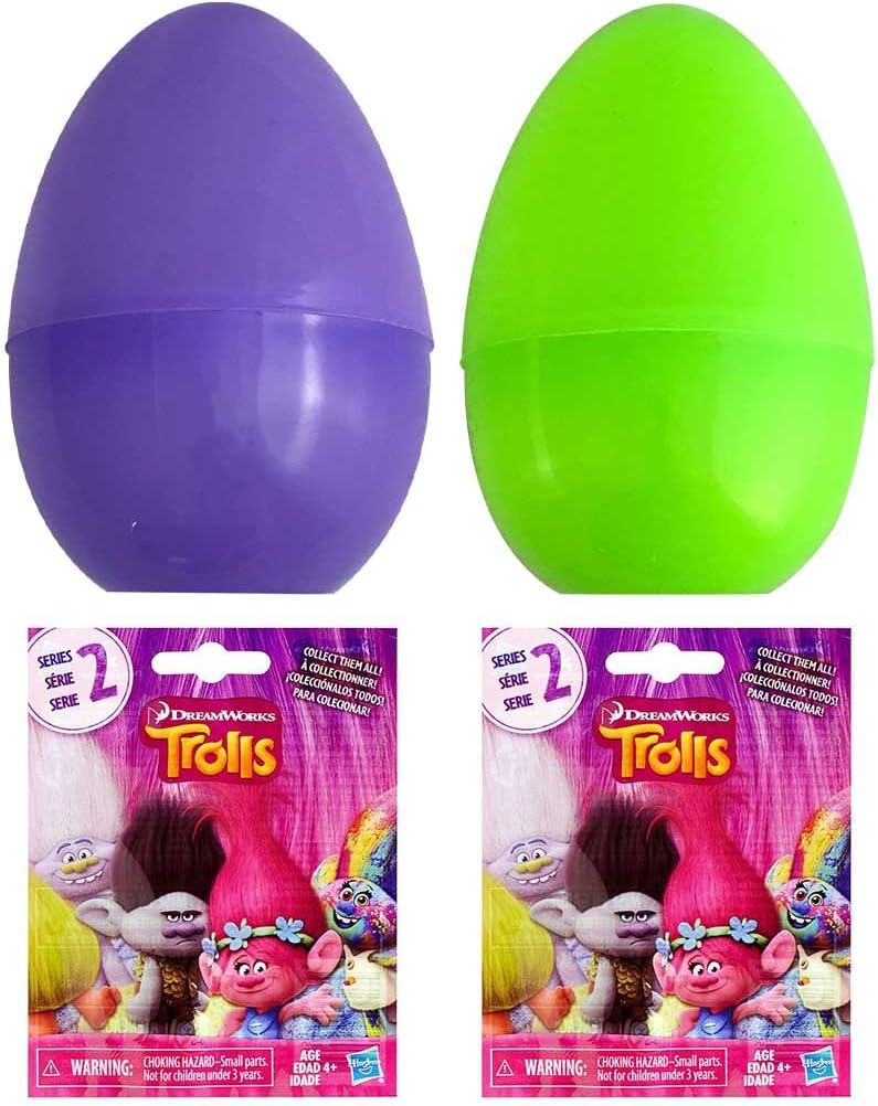 Trolls Blind Bag Series 2 Filled Jumbo Easter egg bundle; Set of 2 Eggs