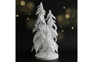 LIDY Small White Christmas Tree 16 in - Miniature Christmas Tree Flocked for Tabletop | Bookshelf Decorative Objects for Indoor Christmas Decorations | Mini Trees for Christmas Mantel Decor