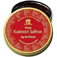 FOUZEE Pure Kashmiri Saffron Threads, Finest 100% All-Red Saffron Spice For Cooking, Paella Rice, Golden Milk, Persian…