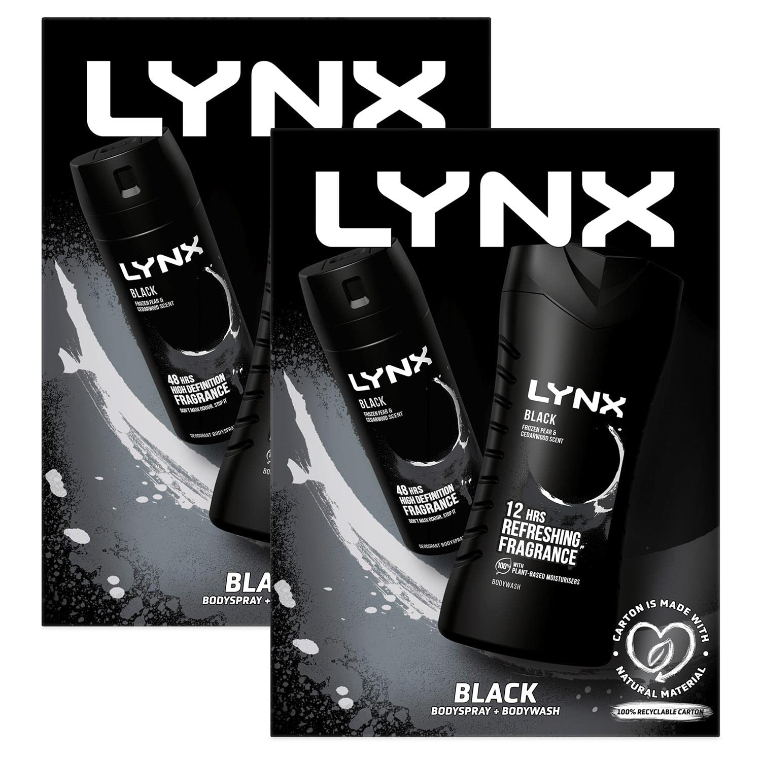 Lynx Black Mens Gents Shower Gel & Deodorant Duo Set 2 Piece 2 Pack