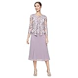 Alex Evenings Women's Tea Length Mock Jacket Dress