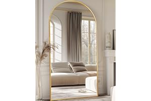 Antok Full Length Mirror, 38"x78" Floor Mirror Freestanding, Full Body Mirror Floor Standing Mirror with Stand for Bedroom, Hanging Mounted Mirror for Living Room Cloakroom, Gold