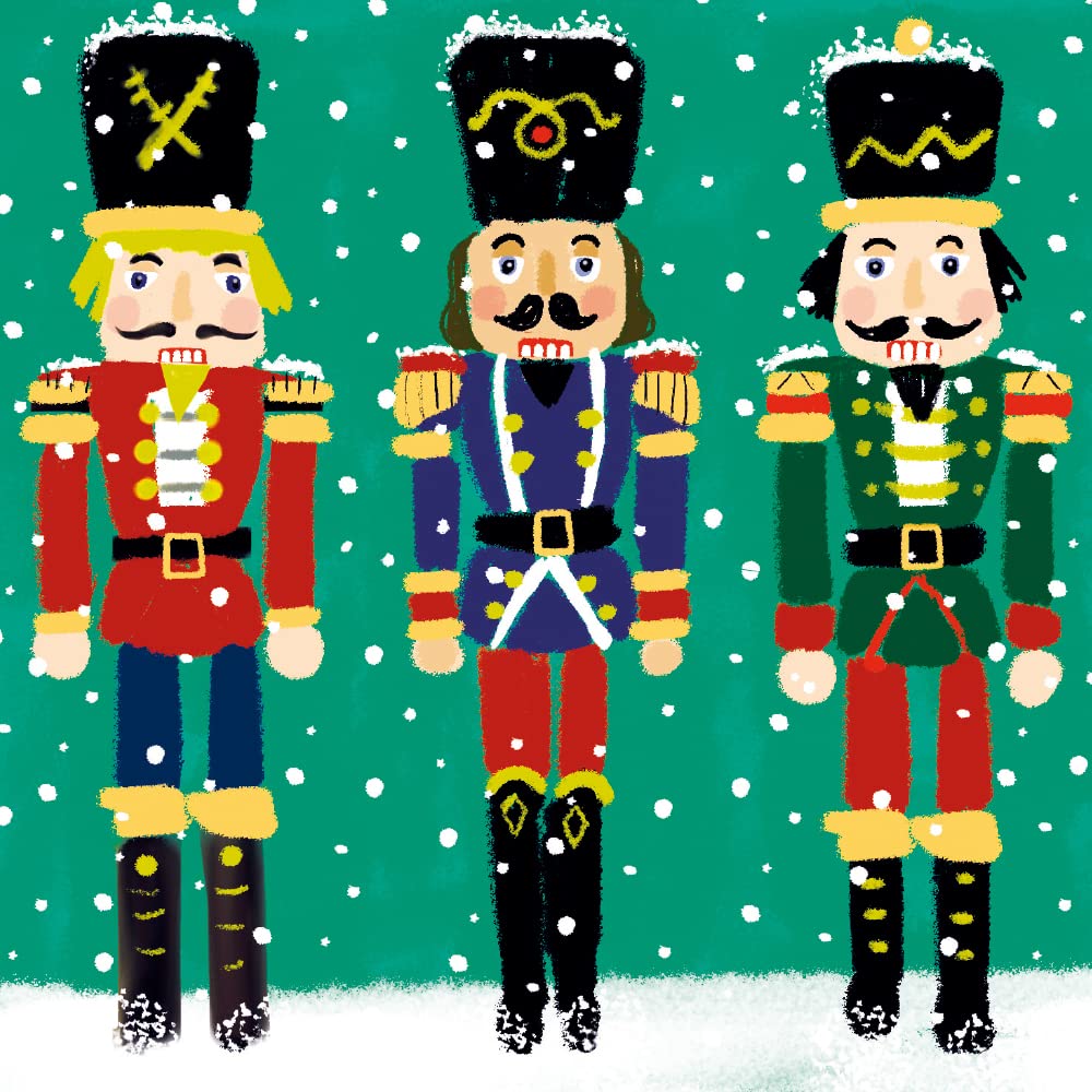 Charity Christmas Cards - Snowy Nutcracker Trio - Eco-Friendly & Recyclable - Pack of 8 Cards - By Museums and Galleries