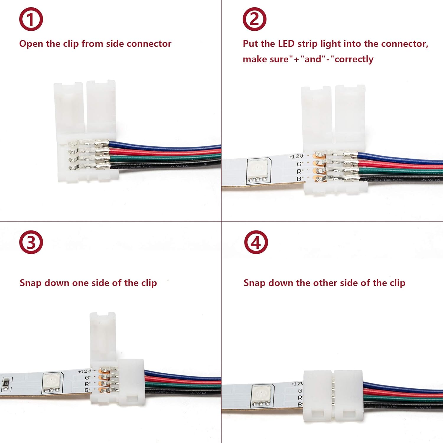LED Strip Connector Kit for 5050 10mm 4Pin,Includes 8 Types of Solderless LED Strip Accessories,Provides Most Parts for DIY: Home Improvement