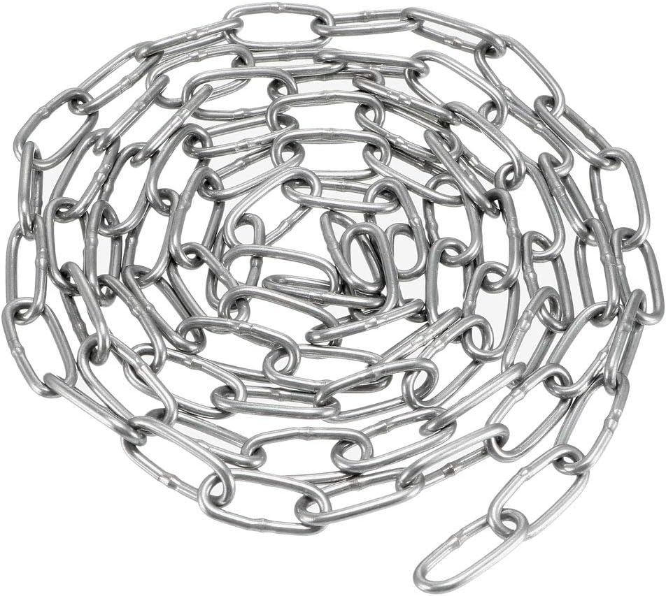 sourcing map Stainless Steel 304 Hardened Proof Coil Chain 1m Length 1.5mm Thickness Zinc Plated, 1 Meters