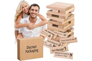 LALAMINGO Lust Tower - Game for Adults, 48PCS Wooden Block Tower Game for Grown Ups, Date Night Ideas Funny Gifts, Valentines Gifts for Adults, Wooden Stacking Set, Couples Date Night Games, 18+（Compact-Sized）