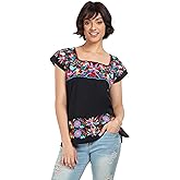 YZXDORWJ Women's Mexican Shirts Peasant Blouses Embroidered Sleeveless Boho Summer Shirt Fiesta Party Fashion Tank Top