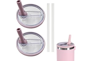 BEXBCHH 2 Pack 40 oz Tumbler Flip Straw Lid Replacement fit for Stanley Quencher, Spill Proof Splash Resistant Tumbler Lids,Reusable Tumbler Cover for Stanley Cup(Light Pink)