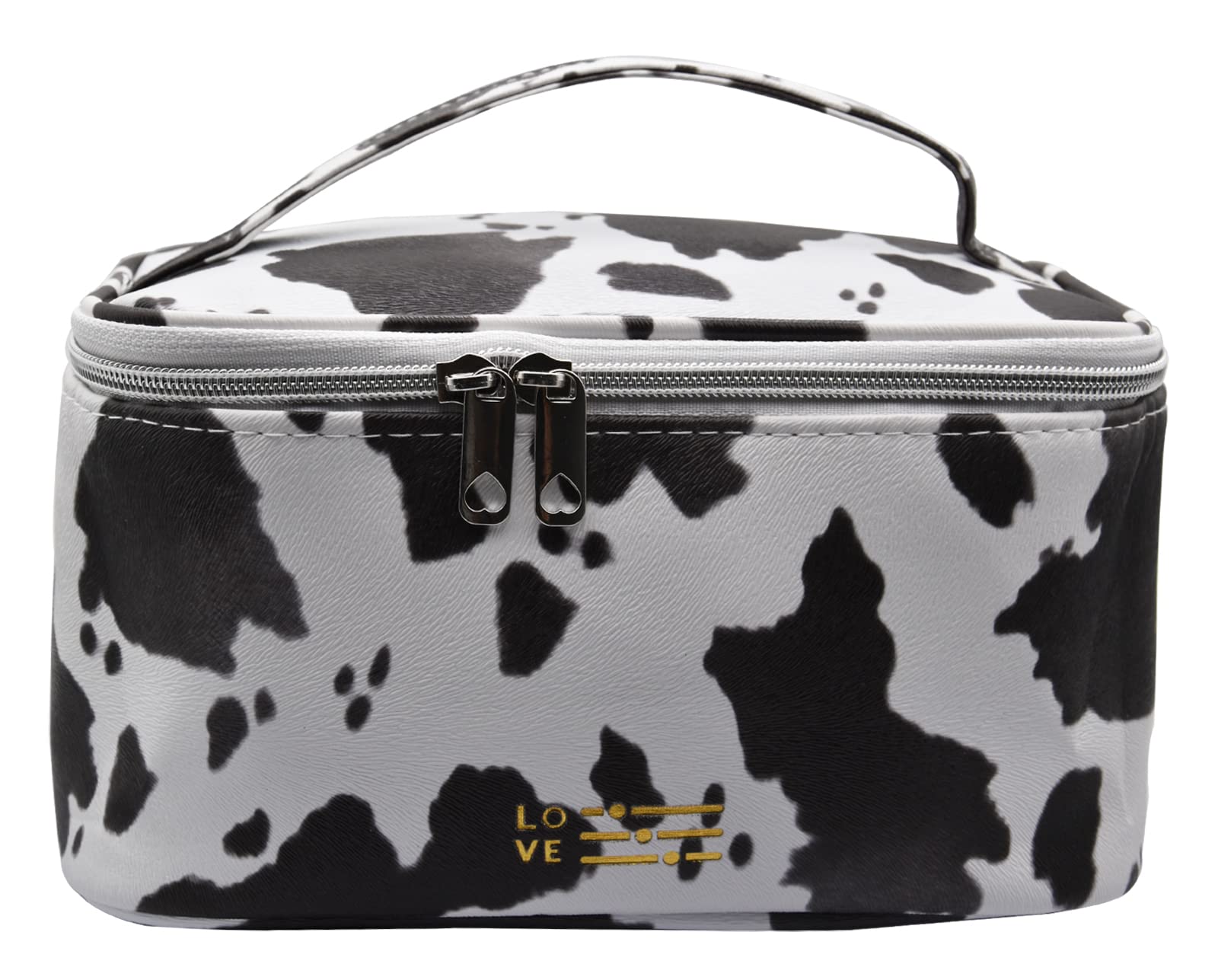 Ranvi Makeup Bag Waterproof Cosmetic Bag Cow Animal Makeup Bag Gifts for Girl Women Bag zipper Portable Makeup Case Cute Toiletry Bags Travel Cosmetic Bag, L