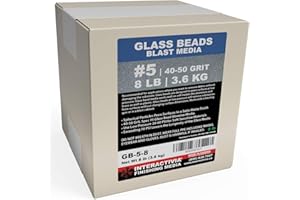 INTERACTIVIA #5 Glass Beads - 8 lb or 3.6 kg - Blasting Abrasive Media (Coarse to Medium) 40-50 Mesh or Grit - Spec No 5 for Blast Cabinets Or Sand Blasting Guns - Large Beads for Peening and Finishing