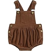 Honganda Infant Baby Boy Girl Corduroy Overalls Romper Sleeveless Straps Button Jumpsuit Unisex Baby Corduroy Overalls
