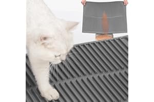 PetNova Large Litter Box Mat: Easy Clean Cat Litter Trapping Mat - UrineProof Cat Litter Catcher for Floor - Anti-Tracking Kitty Litter Mat Waterproof Soft on Paws (Grey, 31”x24”)