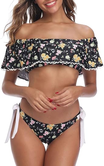 black off the shoulder swim top