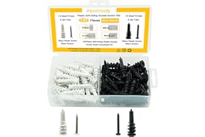 Kevinrooty 2 Colors White and Black Self Drilling Drywall Plastic Anchors with Philips Flat Head Screws Kit 120PCS, Self Tapping Sheetrock Anchors Hanging and Mounting 75lbs