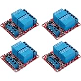 hiBCTR 4-Pack DC 12V 2-Channel Relay Module, Optocoupler Isolated | High and low level trigger jumper, fault-tolerant design, terminal wiring for direct connection
