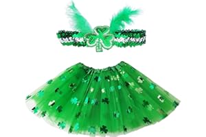 Danballto Shamrock Tutu for Girls St Patricks Day Costume Kids Lucky Clover Tutu Toddler Party Set Kelly Green
