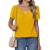 CZYINXIAN Women's Summer Casual Short Sleeve Blouse Dressy Round Neck Business Chiffon Top Shirt