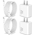 for iPhone 16 Pro Max Charger, 2-Pack 20W Fast USB C Wall Charger Block for iPhone 16e/16/15 Pro Max/Plus, iPad Pro/Air/Mini with 6FT Type C Cable