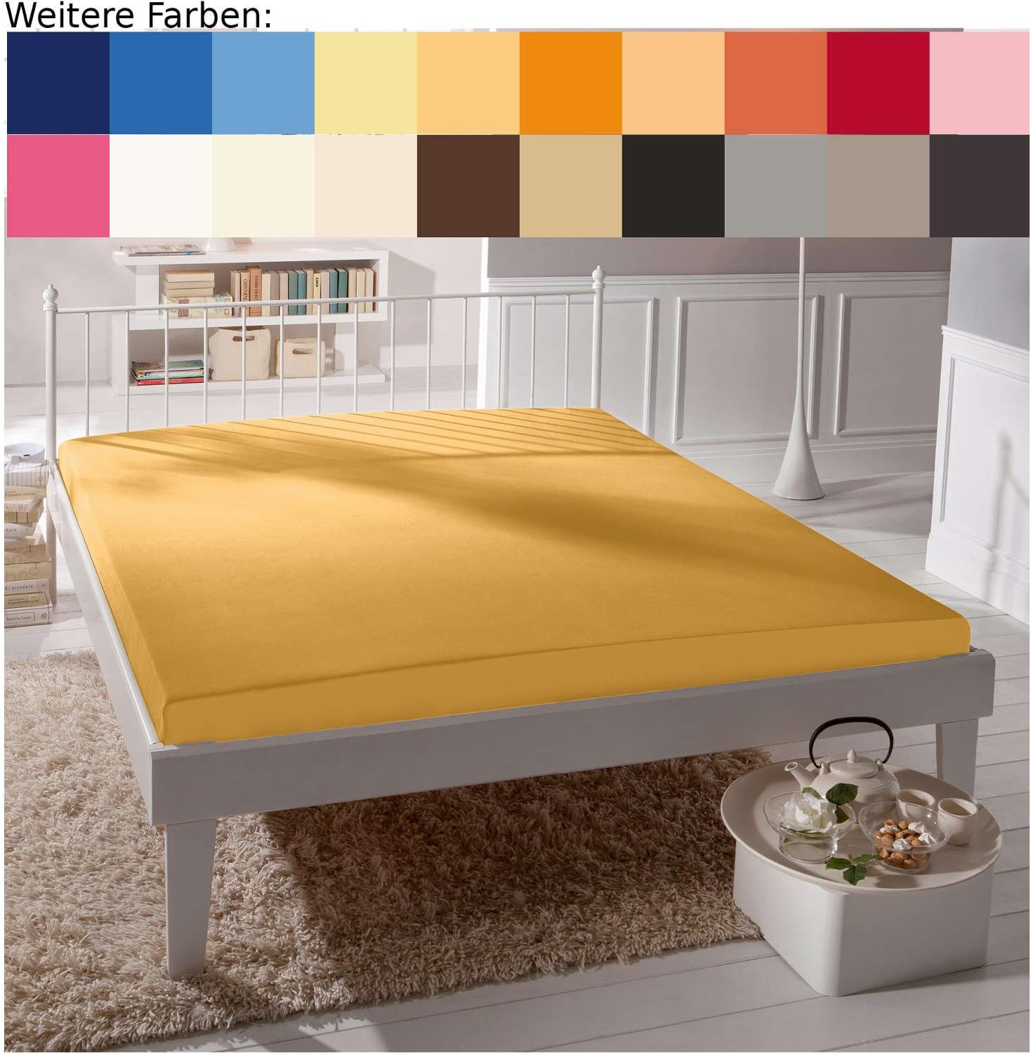 Estella Fitted sheet Single-Jersey golden yellow size 180x200 cm - 200x200 cm