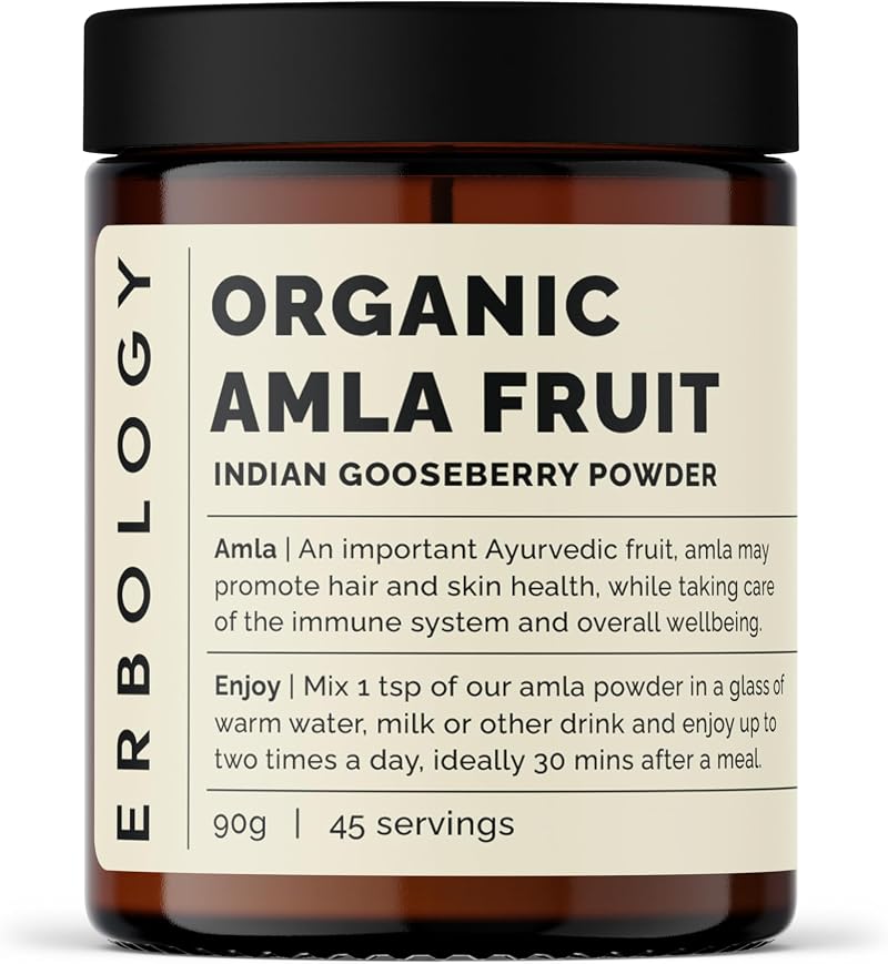 Erbology Organic Amla Powder 90g Indian Gooseberry Vitamin C Small Batch