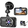 Dash Cam Front and Rear CHORTAU Dual Dash Cam 3 inch Dashboard Camera Full HD 170° Wide Angle Backup Camera with Night Vision