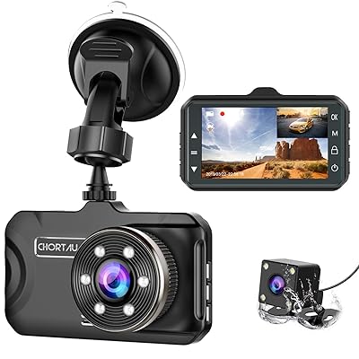 Dash Cam Front and Rear CHORTAU Dual Dash Cam 3 inch Dashboard Camera Full HD 170&deg; Wide Angle Backup Camera with Night Vision WDR G-Sensor Parking Monitor Loop Recording Motion Detection
