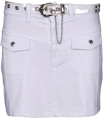white denim a line skirt