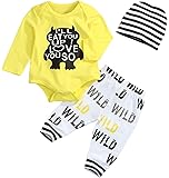 Newborn Baby Boy Clothes Monster Cartoon Letter Long sleeve Rompers Jumpsuit Tops Pants Clothes