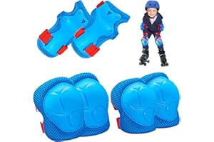 EILLEO Knee Pads for Kids Elbow Pads Set Toddler Protective Gear Set Kids Elbow Pads and Knee Pads for Girls Boys with Wrist Guards 3 in 1 for Cycling Electric Bike Rollerblading Scooter Blue