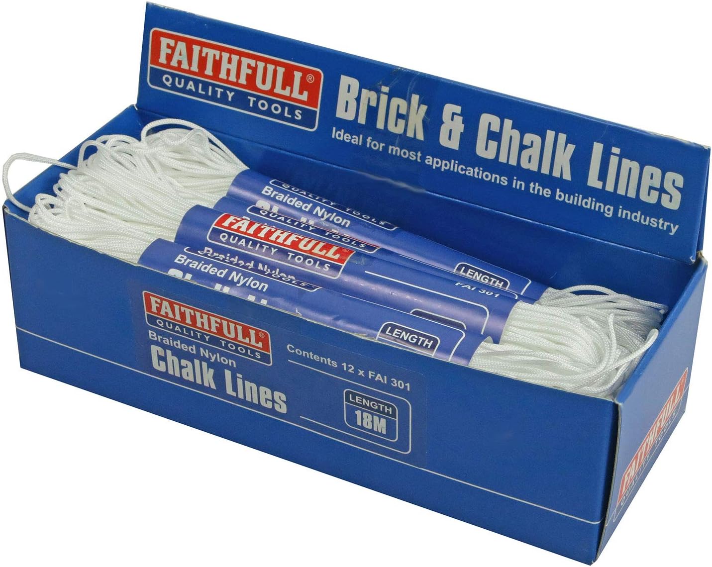 Faithfull 301 Nylon Chalk Line 18M, Box of 12, Blue - Image 3