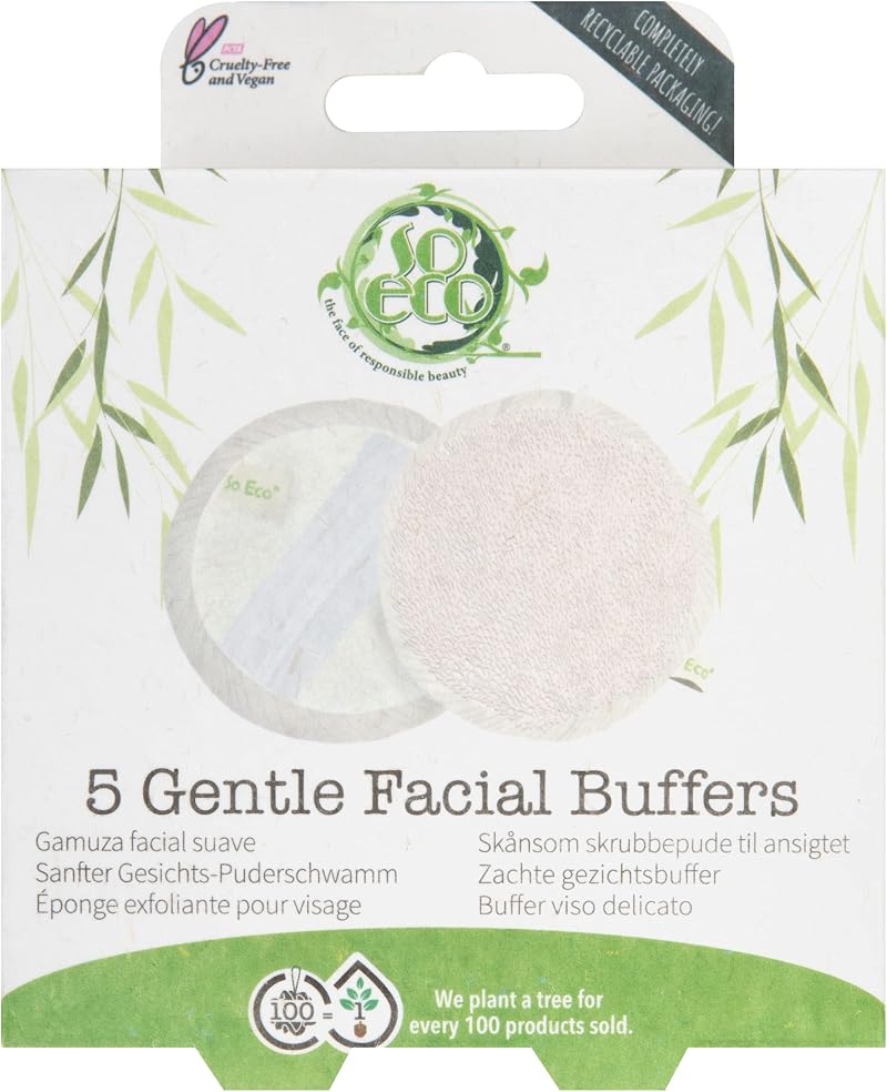 So Eco Gentle Facial Buffers 5 Pack Natural Cotton Reusable Makeup Remover