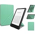Foldable Stand Case for 7 Inch Kindle Paperwhite 12th Gen 2024 and Kindle Colorsoft Signature Edition, Slim Light PU Leather Shell Cover with Auto Wake/Sleep & Multi-Viewing Angles (Green)