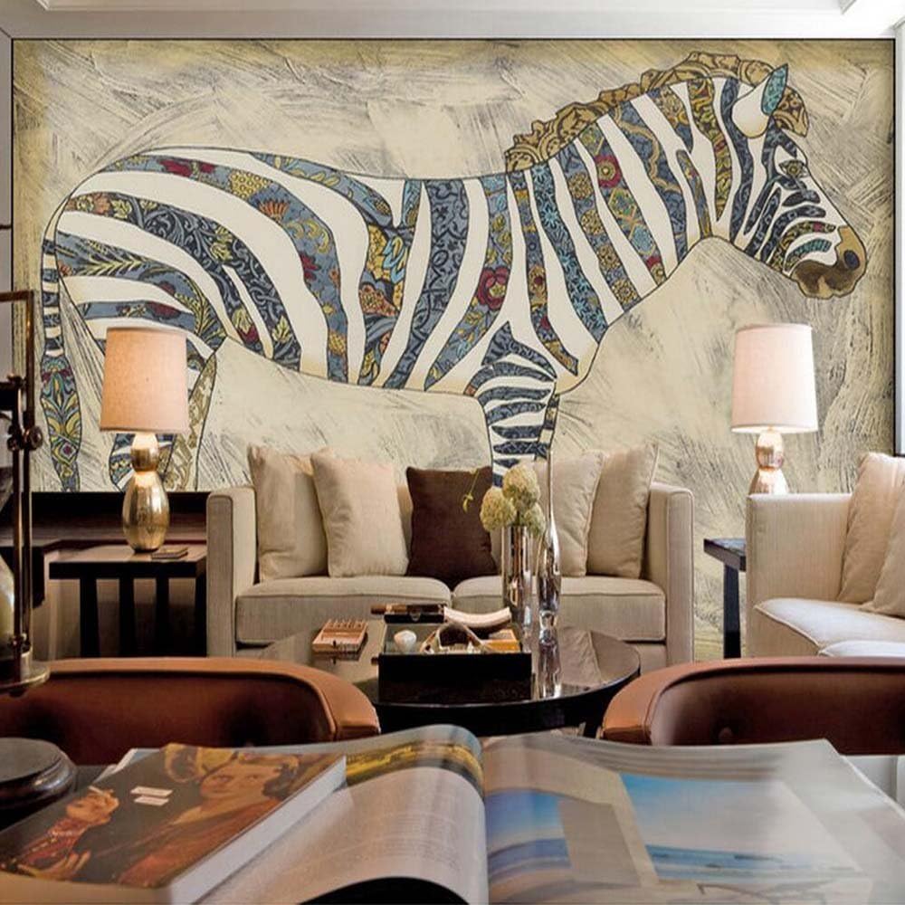 Yosot 3D Estampado De Cebra Mural Mural Fotográfico Animal Papel