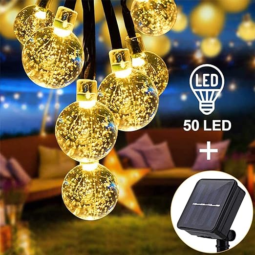 cadena luces solares vagalbox 22 ft 50 led solar luces led 2 modos impermeable ip65 luces solares con modelo de ball para jardin exterior ventana