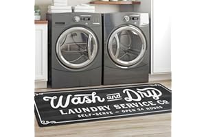 KOZYFLY Laundry Room Rug Runner 20"x60" Non Slip Kitchen Rugs Washable Laundry Room Mat Waterproof Mudroom Floor Carpet Runner Farmhouse Decor, 1.7x5ft, Dark Grey, Wash and Dry