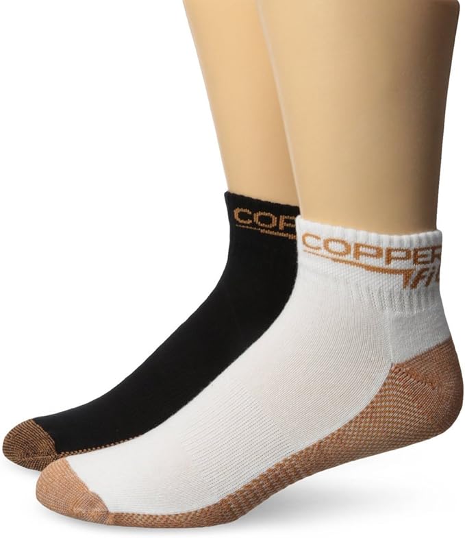Copper Fit Ankle Socks (2 Pair), Black/White, Small/Medium