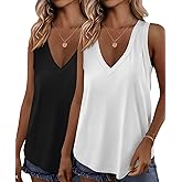 KKJ 2 Pack Womens Tank Tops 2026 Workout V Neck Tees Spring Summer Sleeveless Loose Fit Casual Outfits Shirts Fashion Clothes